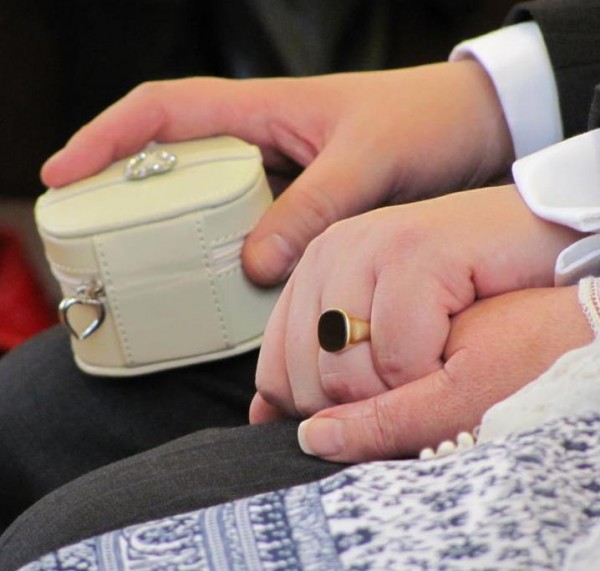 Fotographer: Erica Dunkerton - 541049_3731072709985_141071960 Jarle holding ring box and Michelle during service